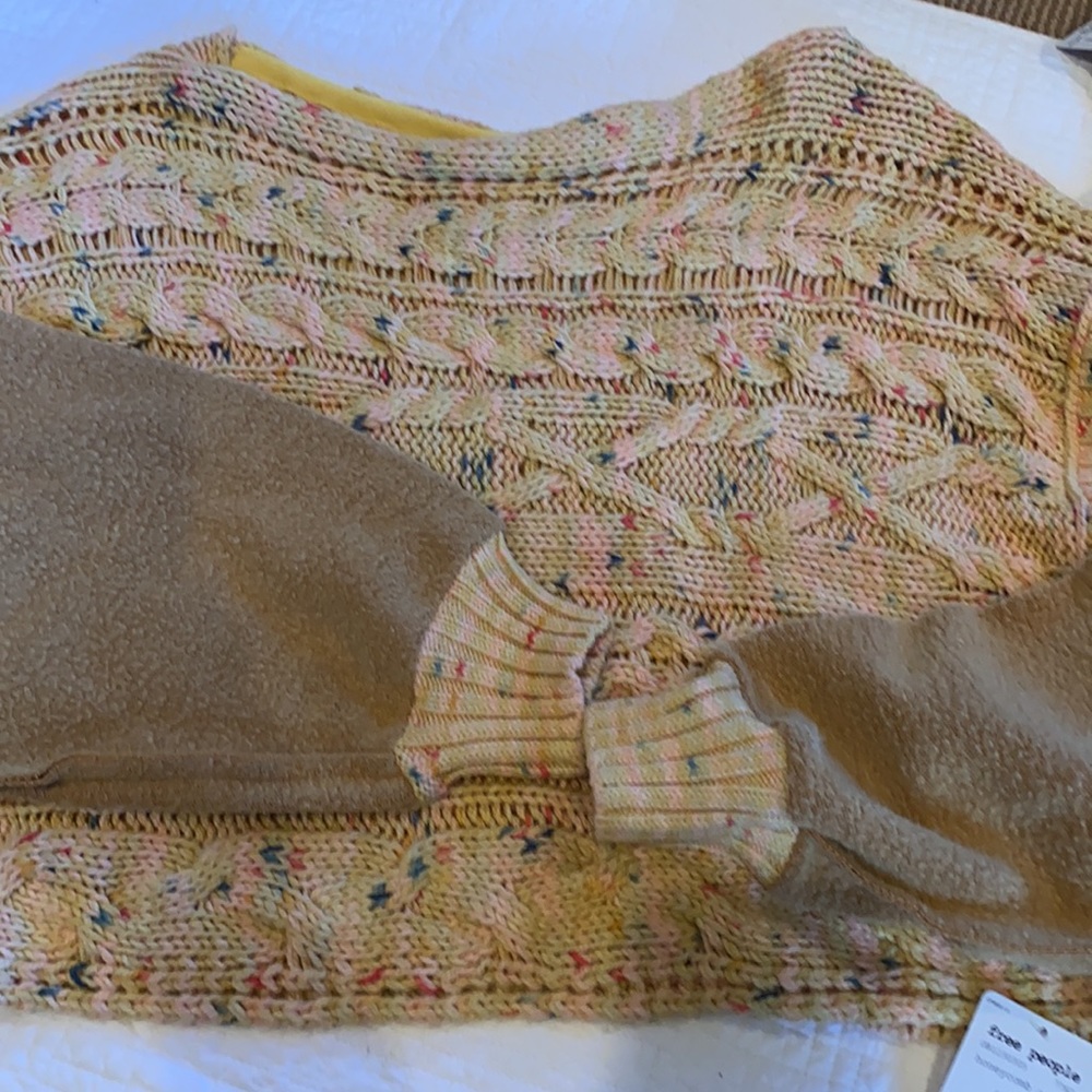 NWT FREE PEOPLE honey cable pullover knit sweater